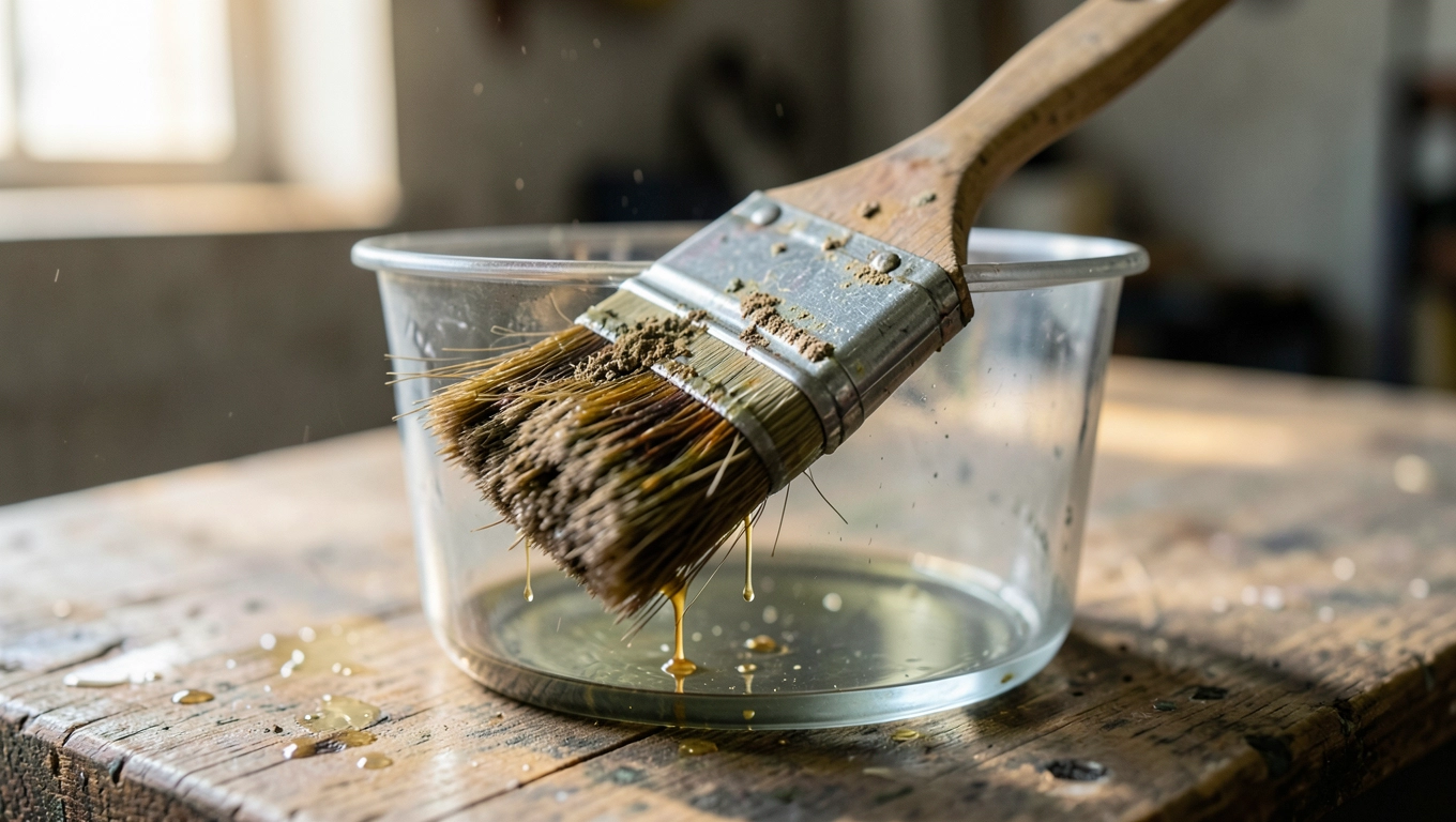 Czyszczenie narzędzi malarskich rozpuszczalnikiem