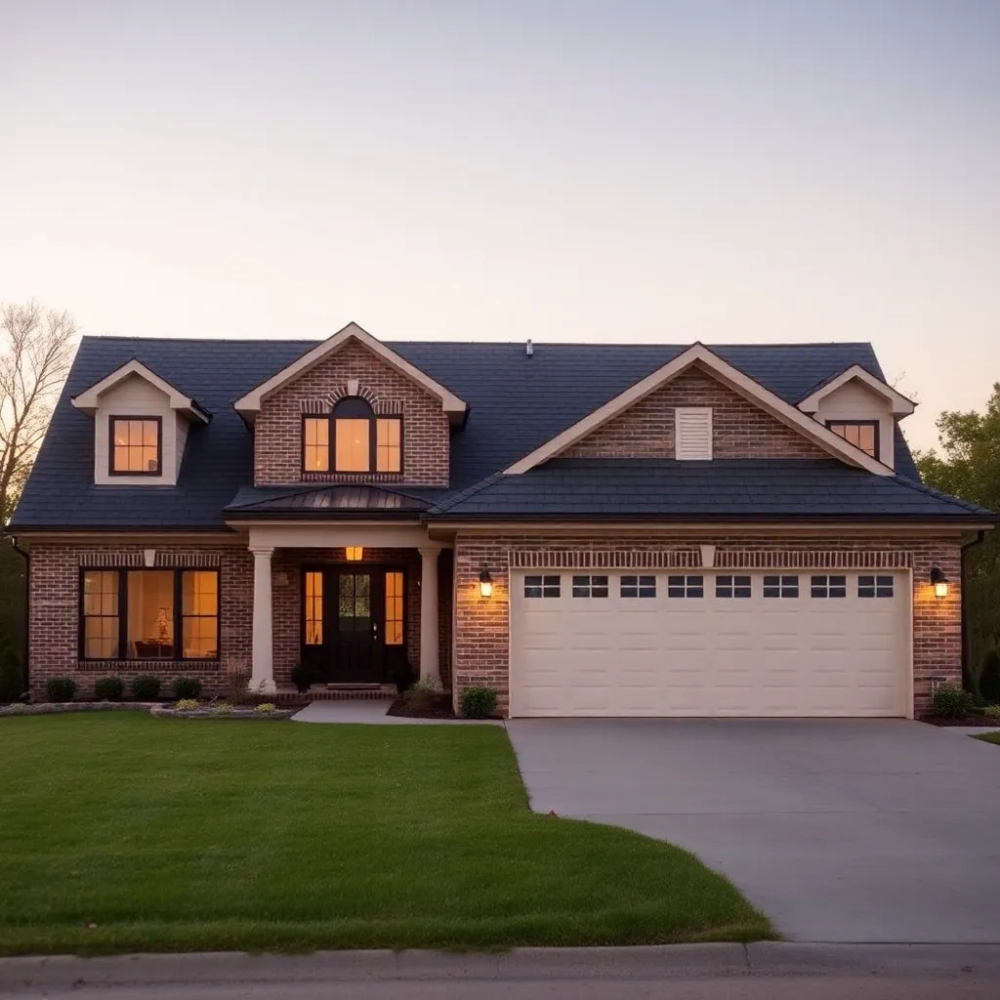 Dom parterowy z garażem dwustanowiskowym dach dwuspadowy