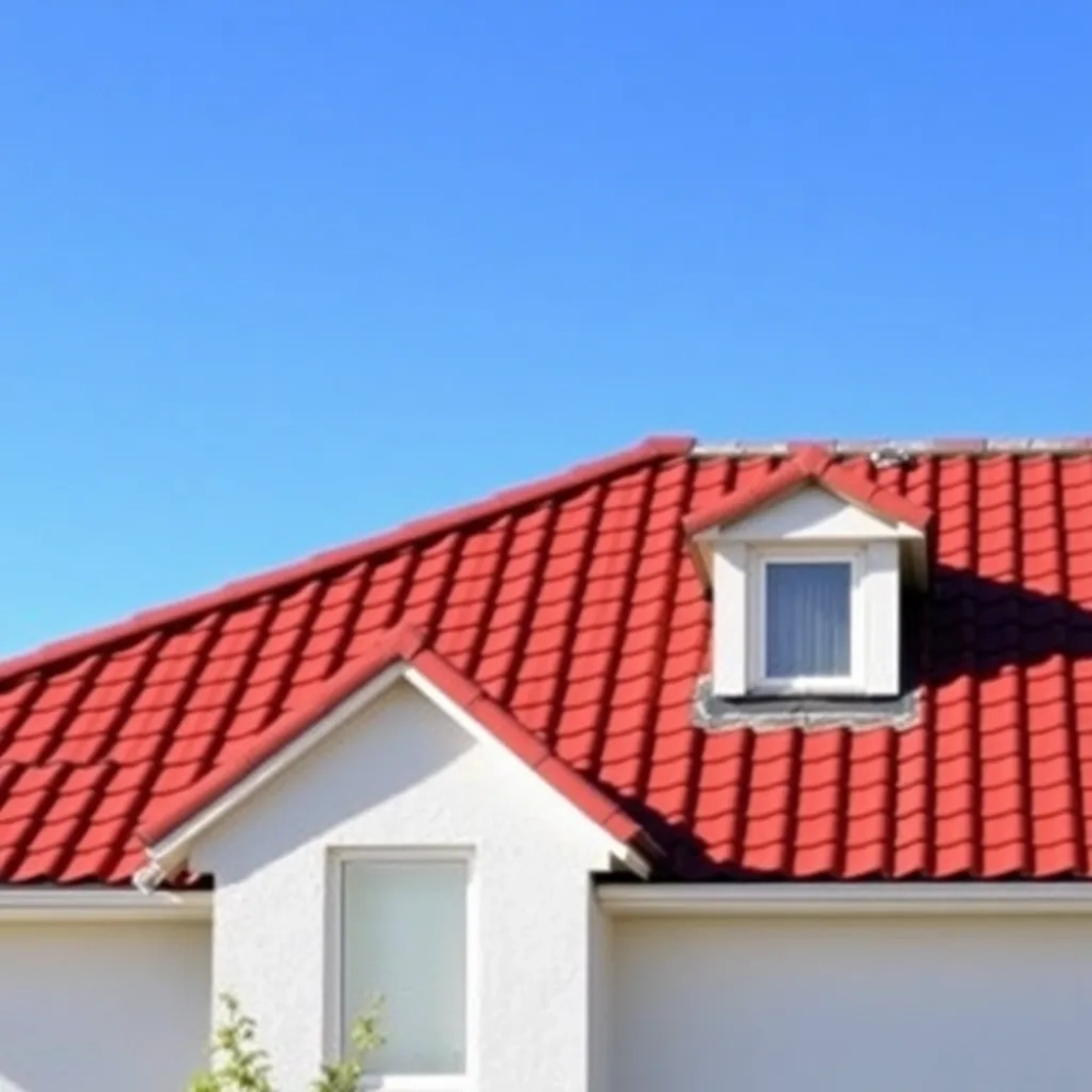 Dom z bordowym dachem