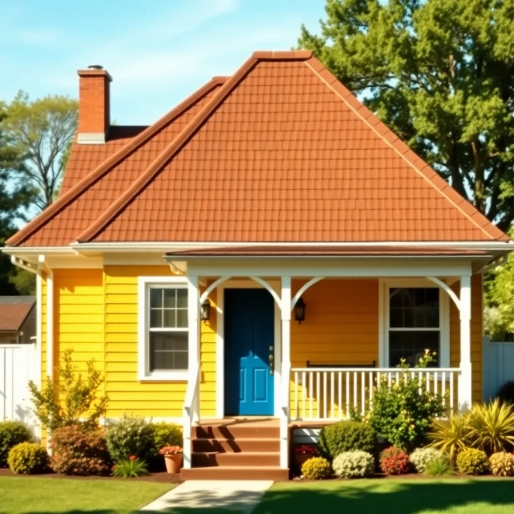 Dom z brązowym dachem