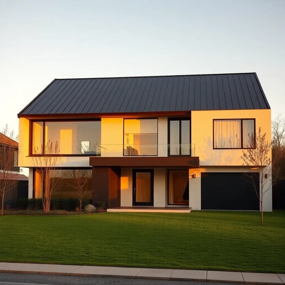 Dom z czarnym dachem