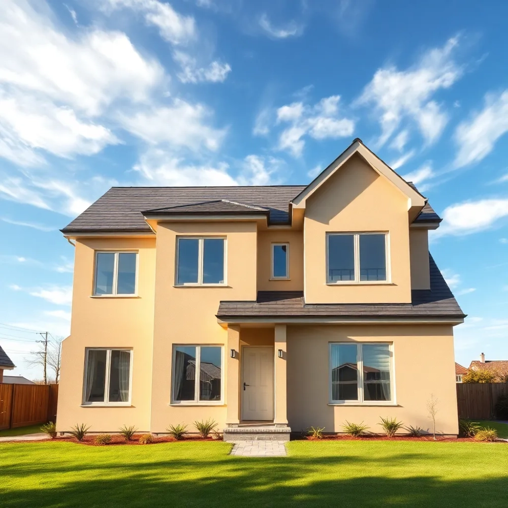 Dom z dachem dwuspadowym z poddaszem