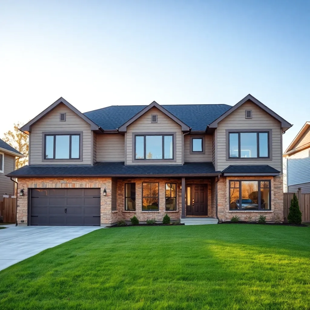 Dom z garażem dwustanowiskowym dach dwuspadowy