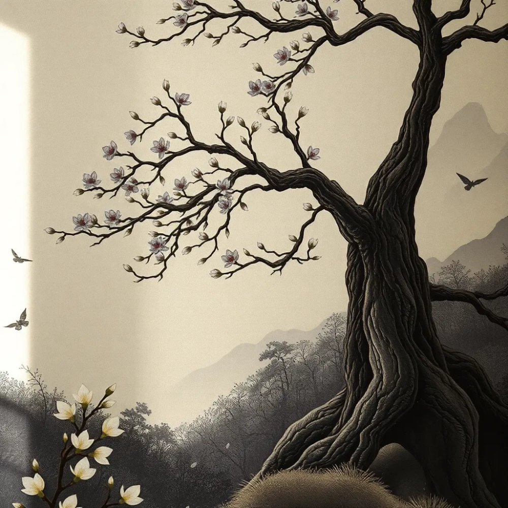 Japońskie obrazy malowane na jedwabiu