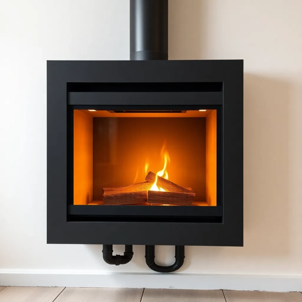 Kominek z płaszczem wodnym z montażem