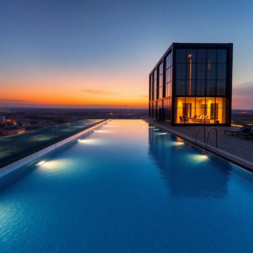 Lodz hotel z basenem na dachu