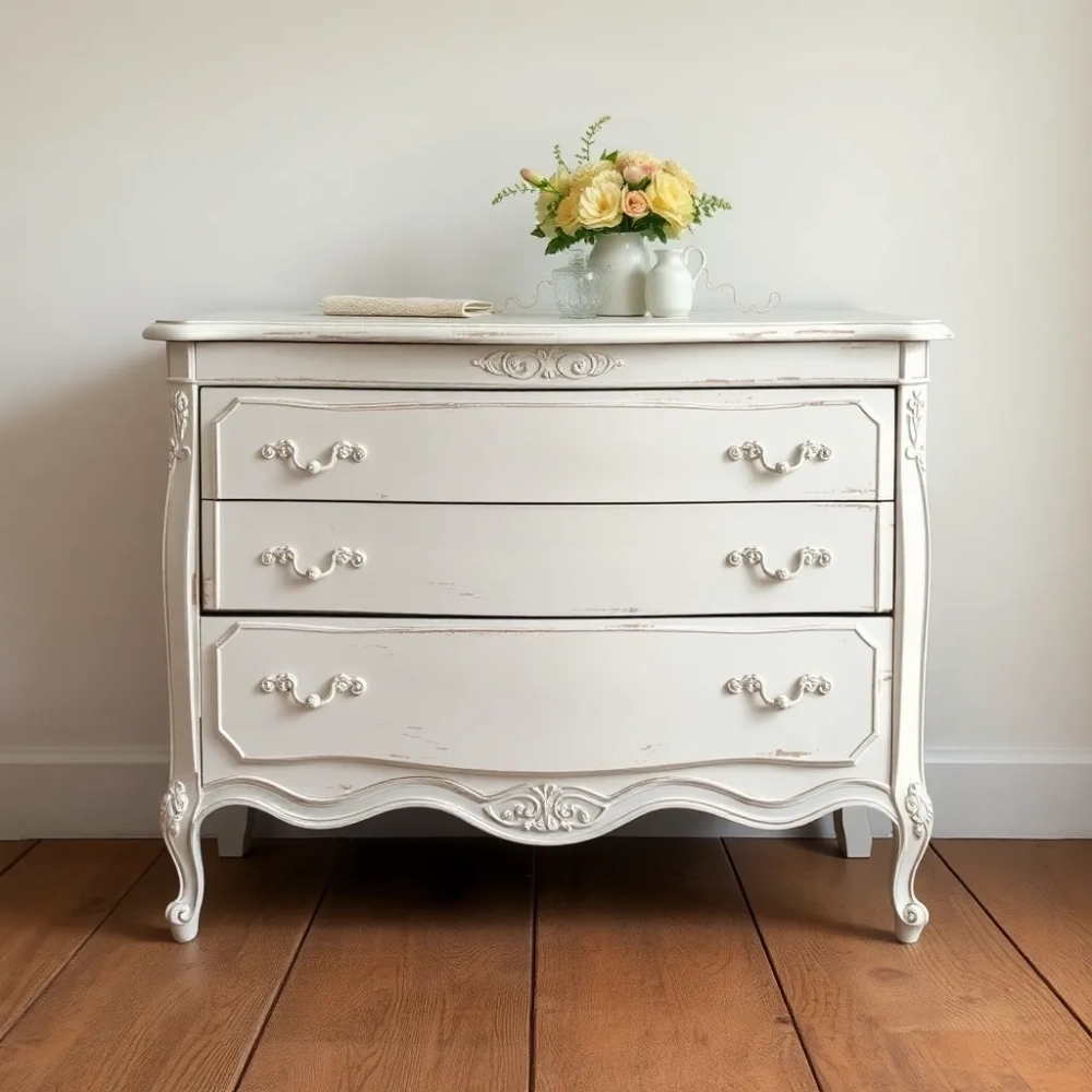 Malowanie mebli na biało z przecierką