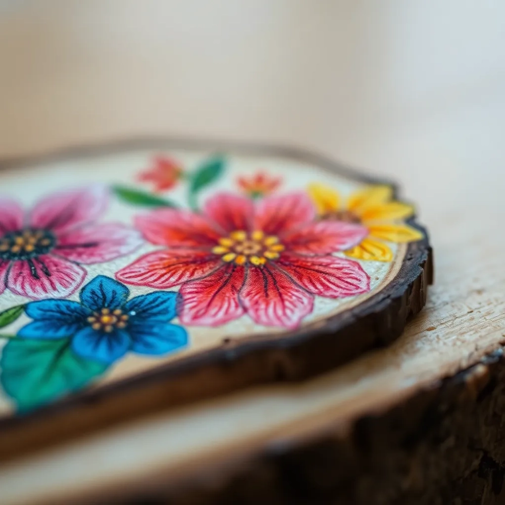 Malowanie na plastrach drewna