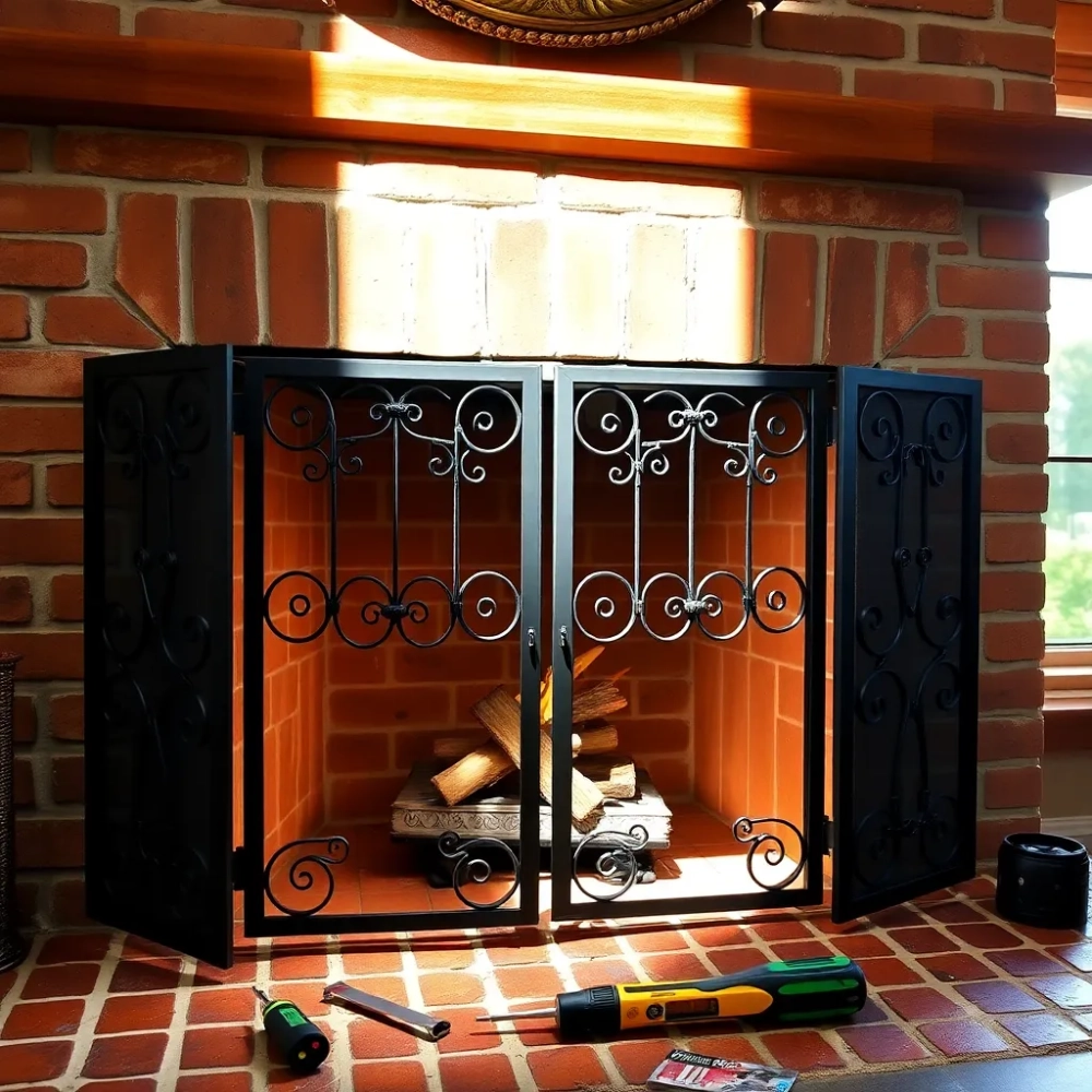 Montaż drzwiczek do kominka otwartego