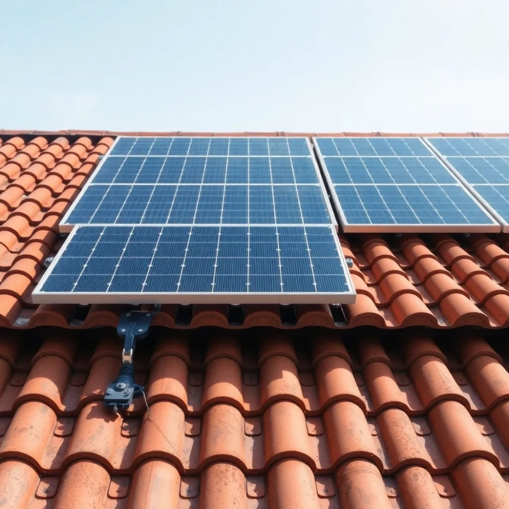 Montaż paneli fotowoltaicznych na dachu z dachówką