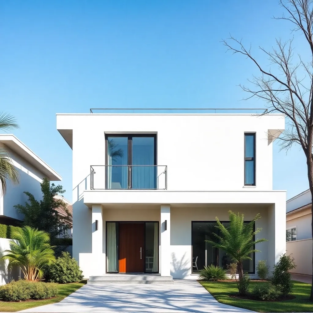 Nowoczesny dom piętrowy z płaskim dachem