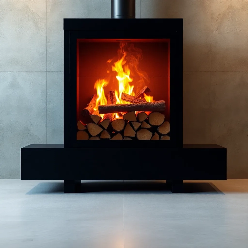 Nowoczesny kominek na drewno