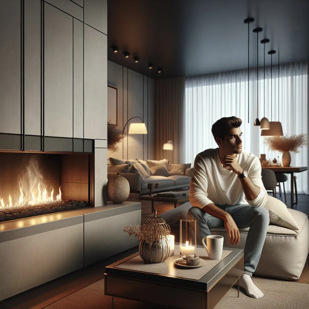Nowoczesny Salon Z Kominkiem