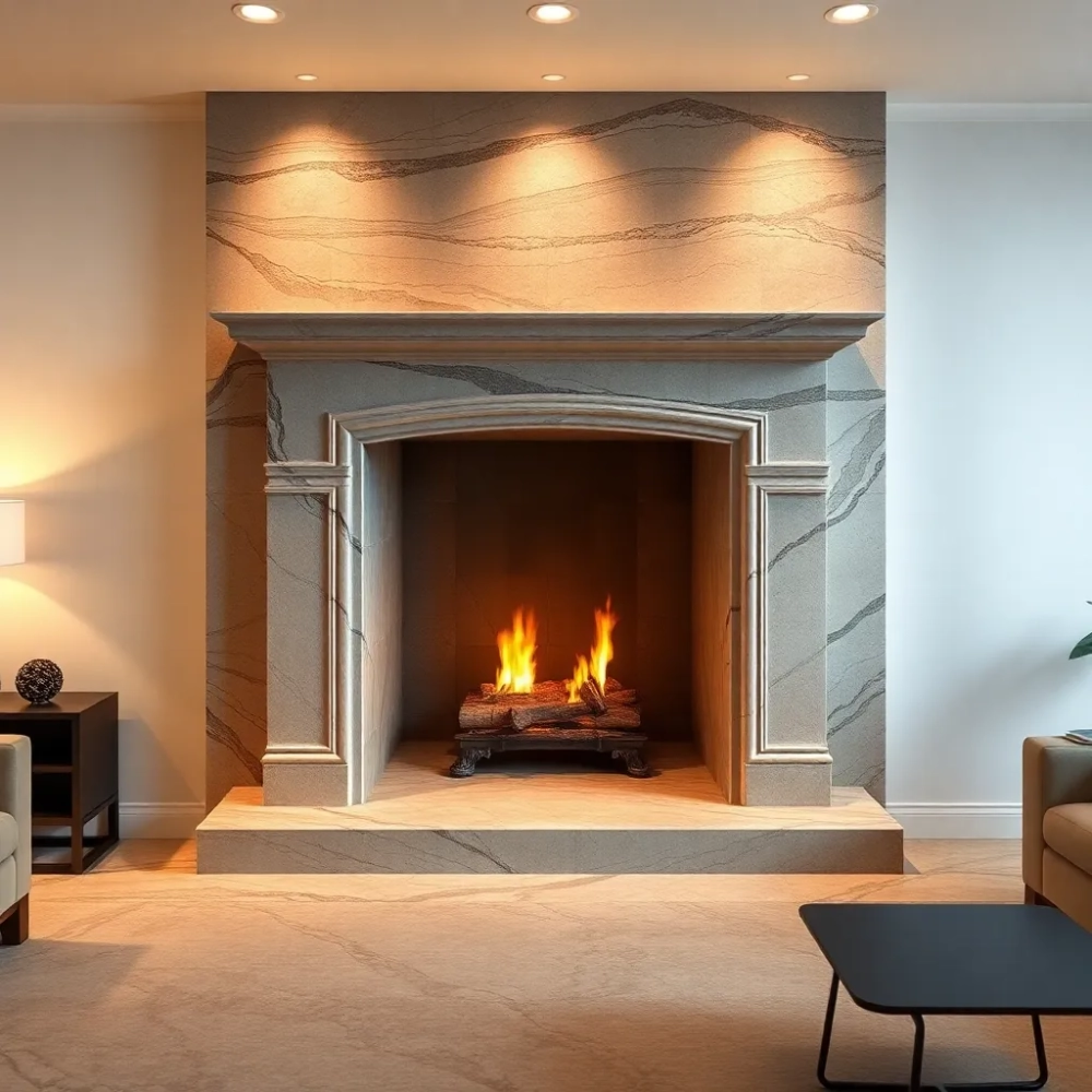 Obudowa kominka z kamienia naturalnego