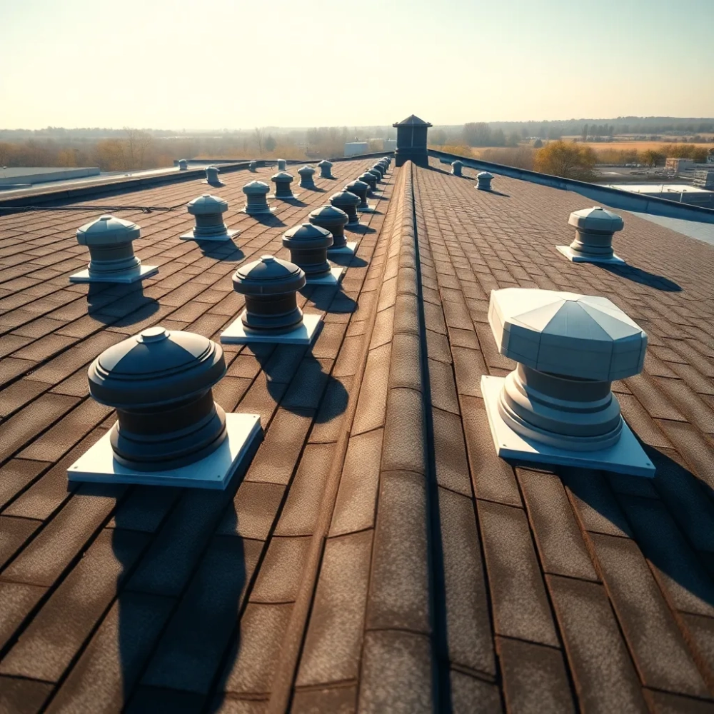 Rozmieszczenie kominków wentylacyjnych na dachu