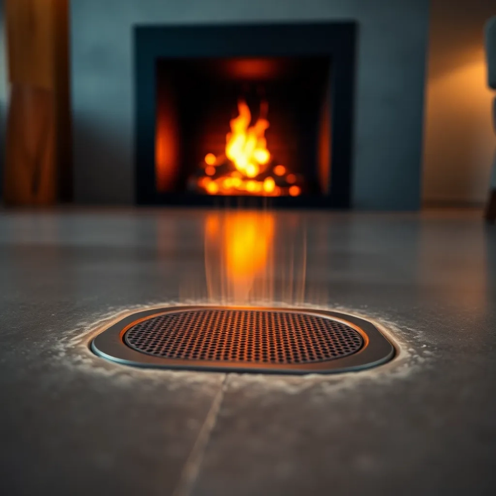 Rozprowadzenie ciepła z kominka w podłodze