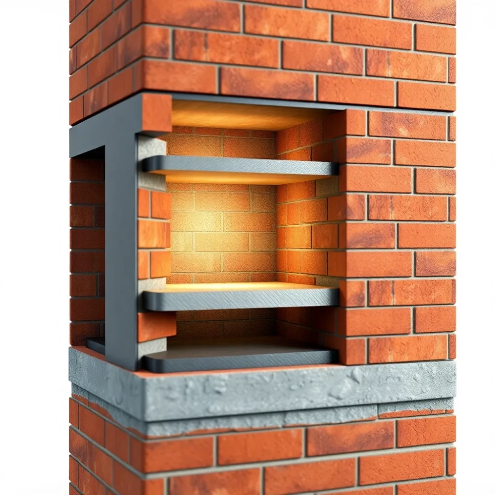 Schemat budowy komina z cegły