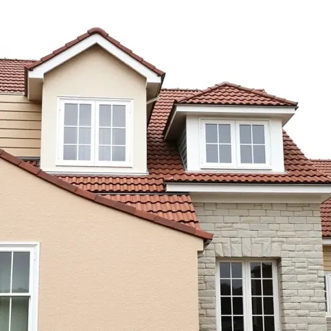 Brązowy dach białe okna jaka elewacja