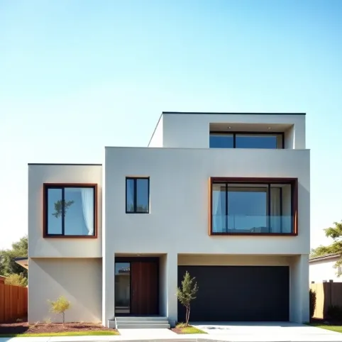 Dom piętrowy z płaskim dachem bez garażu