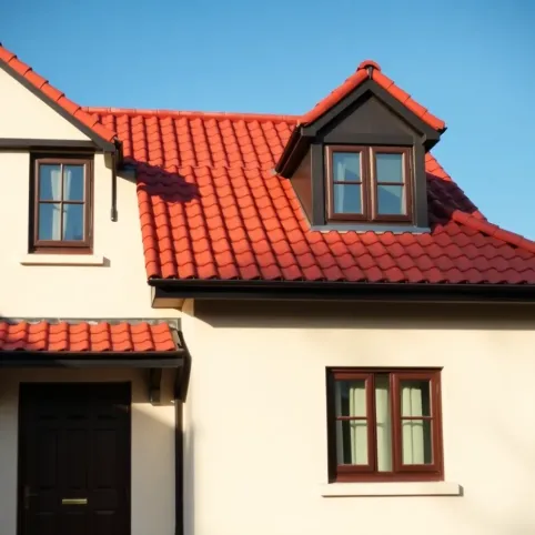 Dom z czerwonym dachem elewacja