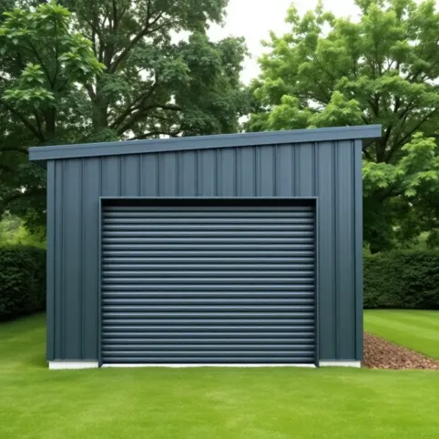 Garaż blaszany z płaskim dachem