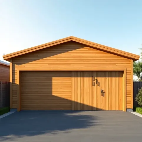 Garaż drewniany z płaskim dachem