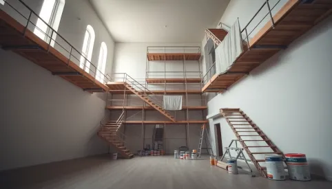 jak pomalować wysoką klatkę schodową