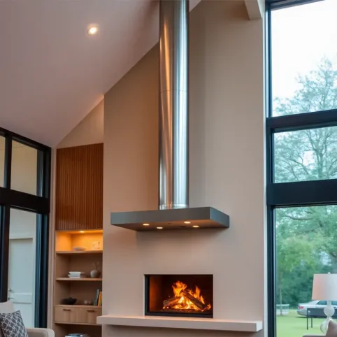 Komin stalowy wewnątrz domu