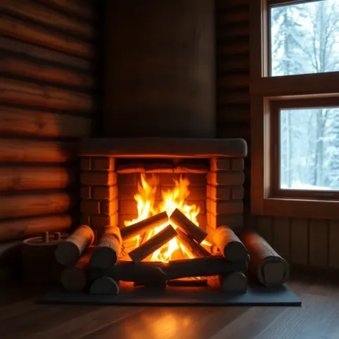 Kominek w domku drewnianym