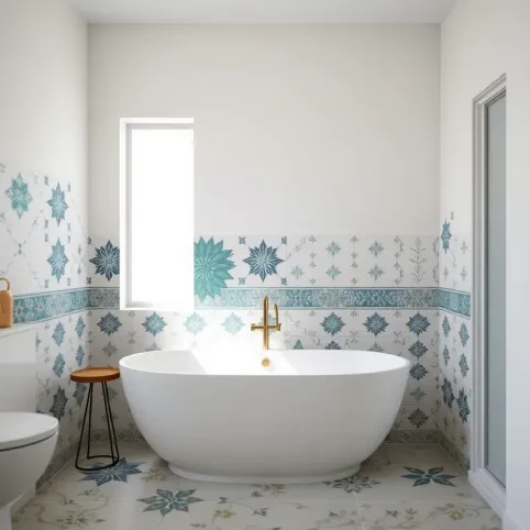 Malowane płytki w łazience
