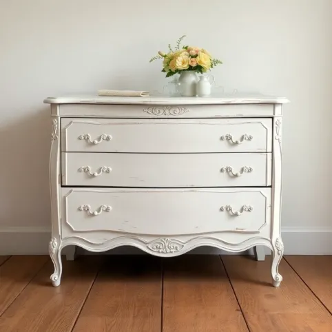 Malowanie mebli na biało z przecierką