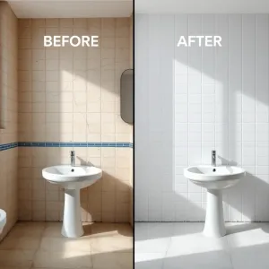 Malowanie płytek w łazience przed i po