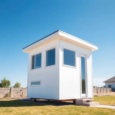 Mały dom z płaskim dachem