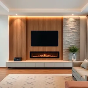 Nowoczesna Ściana Z Kominkiem I Telewizorem