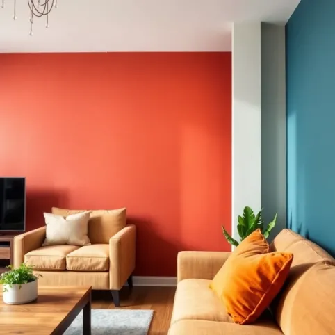 Nowoczesne malowanie ścian w salonie