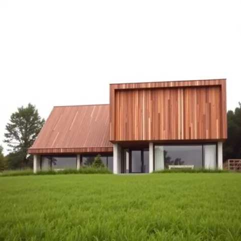 Nowoczesny dom z brązowym dachem