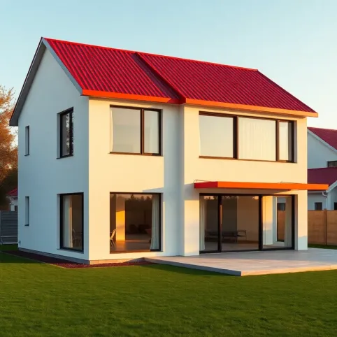 Nowoczesny dom z czerwonym dachem