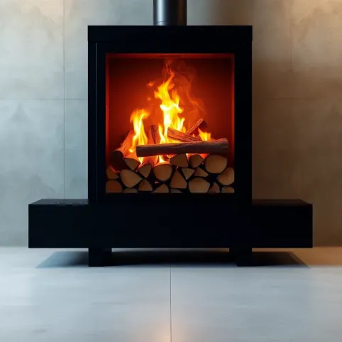Nowoczesny kominek na drewno
