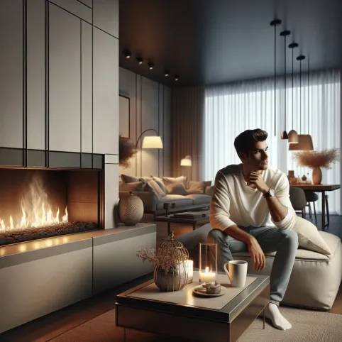 Nowoczesny Salon Z Kominkiem
