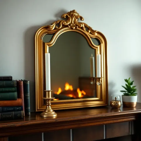 Ozdoby na kominek w salonie