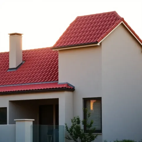 Pomysł na elewację domu z czerwonym dachem