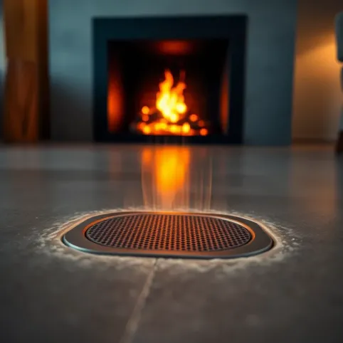Rozprowadzenie ciepła z kominka w podłodze