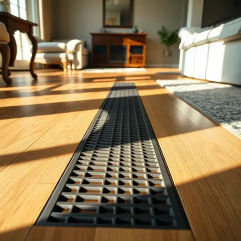 Rozprowadzenie ciepłego powietrza z kominka w podłodze