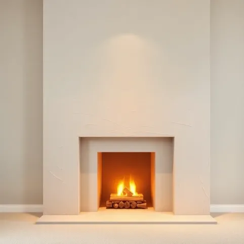 Tynk na kominek w salonie