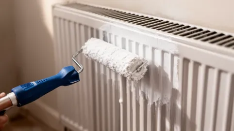 Wałek do malowania za grzejnikiem