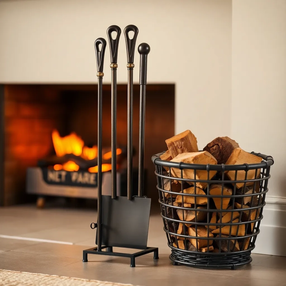 Zestaw kominkowy z koszem