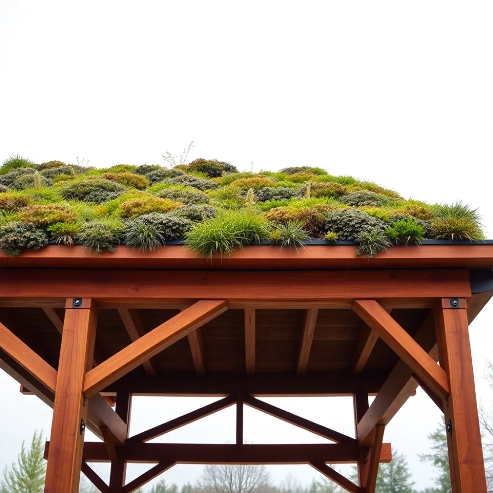 Zielony dach na konstrukcji drewnianej